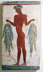 Greek civilization, fresco depicting fisherman, from Akrotiri, Thera, Santorini, Greece