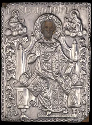 Icon of St. Nicholas with Silver Casting