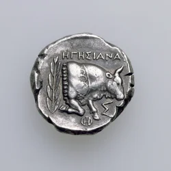 Tetradrachm of Samos, Ionia, depicting a bull, c.390 BC (reverse)