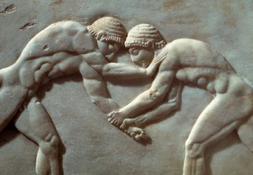 Contest Between Athletes, Relief from Necropolis of Kerameikos in Athens, Greece (Detail)