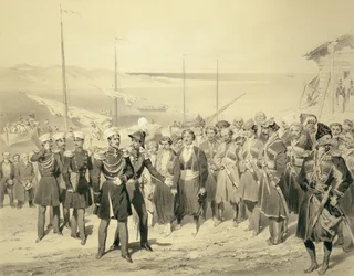 Landing of a Military Leader at Redout-Kale, on the Black Sea, Plate 5 from a Book on the Caucasus, Engraved by Adolphe Jean-Baptiste Bayot, Published by Alfred Leon Lemercier, Paris