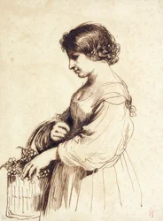 A Young Woman Holding a Fruit Basket