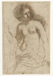 Half-nude standing woman