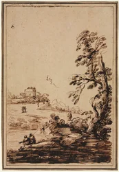 Landscape with Small Group of Buildings, second half 1700s