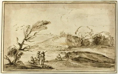 Two Groups of Figures in a Landscape