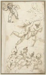 Putti and a Floating Angel