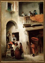 Extreme Unction, a Family Waiting Outside the House of a Dying Man
