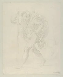 Saint Christopher walking with the infant Christ on his left shoulder