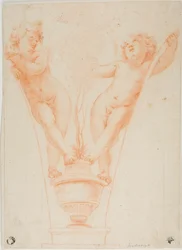 Two Putti with Potted Plant