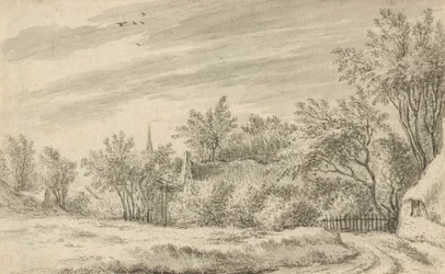 Village Path with Church Spire in the Distance