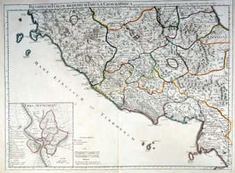 Historical Map of the Italian Region Where the Etruscans Lived After the Atlas of G. Delisle