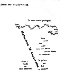 Calligram by Guillaume Apollinaire (1880-1918): "Far from the Pigeonnier"