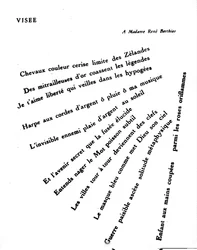 Calligram by Guillaume Apollinaire (1880-1918): "Visee"