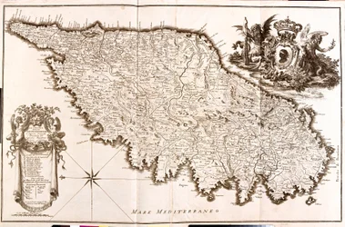 Map of Corsica (France) (etching)