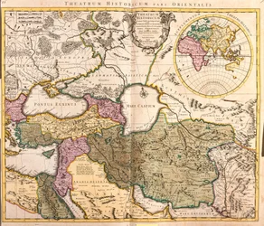 Map of neighboring countries of the Caspian Sea (Russia, Armenia, Persia, Kazakhstan, Turkmenistan)