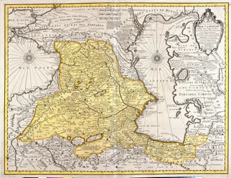 Map of neighboring countries of the Caspian Sea (Russia, Armenia, Persia, Kazakhstan, Turkmenistan)