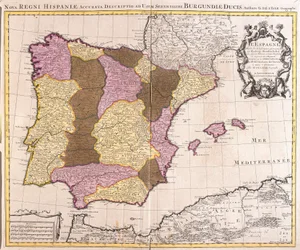 Map of the Iberic Peninsula, Kingdom of Portugal and Spain