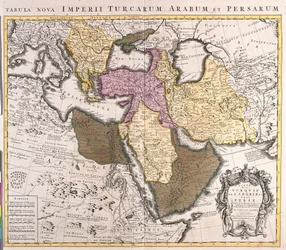 Map of the Middle East: Turkish Empire, Persia and Arabian Peninsula (etching)