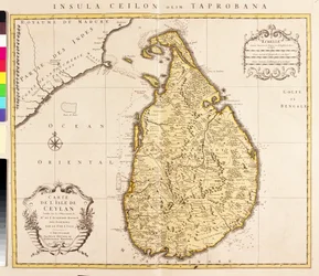 Map of the island of Ceylon (Sri Lanka) (etching)