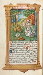 Printed Book of Hours Use of Rome: fol. 107v, St. Jerome and the Lion