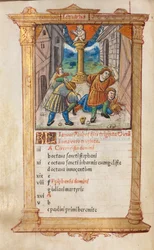 Printed Book of Hours Use of Rome: fol. 2v, January calendar illustration