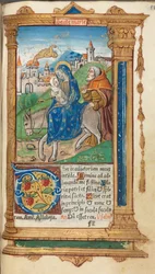 Printed Book of Hours Use of Rome: fol. 42r, Flight into Egypt, 1510