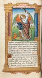 Printed Book of Hours Use of Rome: fol. 97v, St. Michael the Archangel