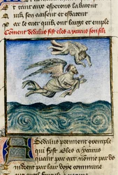 Icarus and Daedalus, Miniature by Guillaume Lorris from the Manuscript 