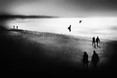 Blurred Beach Walk