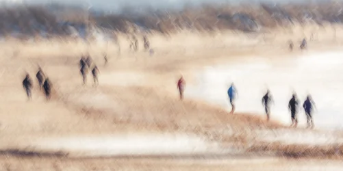Blurred Beach Walkers