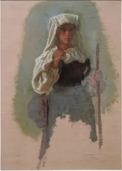 Italian Woman with Stick
