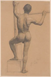Male Nude with Left Foot on a Pedestal