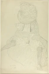 Seated Woman from the Front with Hat, Face Hooded