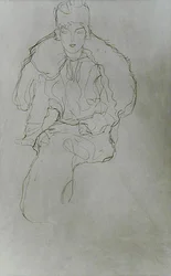 Seated Woman with Fur Wrap and Headdress