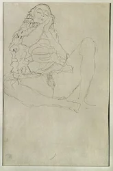 Sitting Half-Nude with Closed Eyes