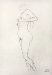 Standing Nude Girl Looking Up
