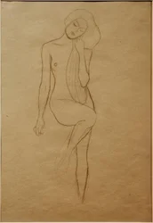 Standing Female Nude with Raised Right Leg