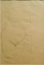 Standing Corpulent Female Nude Slightly Turned to the Right (Study)