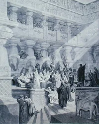 Daniel Interpreting the Writing on the Wall, engraved by A. Ligny