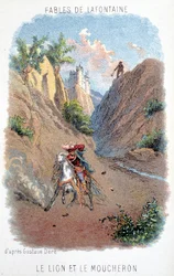 Fables from La Fontaine: The Lion and Le Moucheron, after Gustave Doré