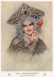 Portrait of Maria Nikolaievna Kuznetsova, Famous Russian Empire and Soviet Opera Singer and Dancer in 