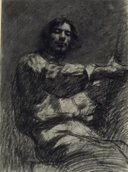 Young Man Sitting, Study. Self-Portrait Said at the Easel