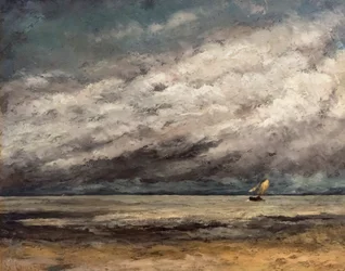 The Coast with a Sailboat Approaching a Storm, ca. 1869