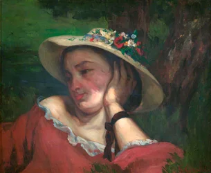 Woman with Flowers on Her Hat
