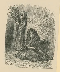 A Woman and a Young Girl Selling Dry Flowers