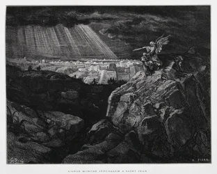 An Angel with St John the Baptist Before Jerusalem, Illustration from the Dore Bible