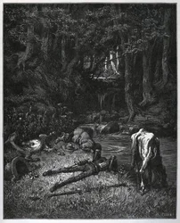 Bivouac in the Forest - Convinced by the beauty of the place, they resolved to spend the hours of nap there - from 