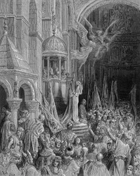 Dandolo Preaching the Crusade in the Church of St Mark in Venice - Engraving by Gustave Doré