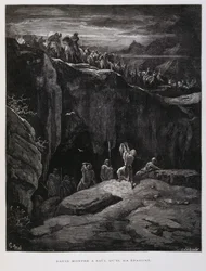 David Offers His Sword in Loyalty to Saul King of Israel (Illustration from the Dore Bible)
