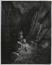 Don Quixote and Sancho Panza Sink into Sierra Morena
